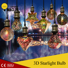 3D Led Edison Light Bulb E27 Fireworks Decoration Bulb 220V ST64 G95 Party Colorful Ampoule LED Novelty Christmas Lamp Lighting 2024 - buy cheap