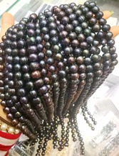 Perla Natural auténtica AAA de 10mm, cuentas sueltas de perlas de agua dulce barrocas de colores negros y marrones, regalo artesanal, agujero de una hebra de aproximadamente 1mm 2024 - compra barato