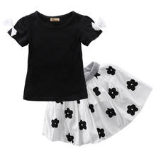 Детская одежда для девочек летняя футболка принцессы с цветочным рисунком для маленьких девочек топы для девочек, юбка-пачка комплект из 2 предметов 2024 - купить недорого