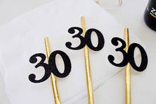 Canudos de papel com glitter, 30th, 50th, 40 °, faixa de aniversário, canudos para casamento, chá de panela, despedida de solteira, festa de formatura 2024 - compre barato