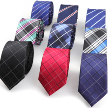 Gravata xadrez clássica listrada para homens, gravata slim com 6cm para negócios, festa, casamento 2024 - compre barato