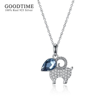 Necklace Lovely Women Necklaces 925 Sterling Silver Sheep Lamb Blue Crystal Pendant Necklaces Jewelry Cute kids Gifts 2024 - buy cheap