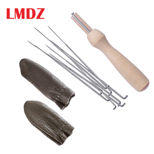 LMDZ 34 шт. набор войлочных игл 3 размера иглы для валяния шерсть DIY Инструменты из войлока с деревянной ручкой и кожаными пальчиками 2024 - купить недорого