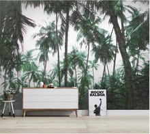 Wellyu-papel tapiz personalizado de pared, dibujo a mano de planta tropical nórdica, árbol de coco, tv, fondo, pintura de pared behang 2024 - compra barato