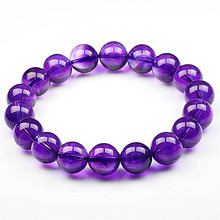 10-15mm Wholesale Genuine Natural Purple Bracelets For Women Femme Charm Stretch Round Crystal Bead Bracelet 2024 - buy cheap