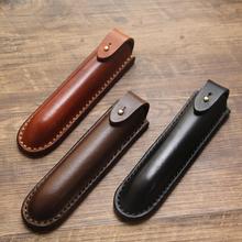 Handmade 1 hole Genuine Leather Pen Bag Cowhide Pencil Bag Vintage Retro Style Accessories For Travel office supplies 1281A 2024 - buy cheap