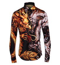 Luxury Men Shirt Chemise Homme Unique gold silver dragon Design Mens Slim Long Sleeve Cotton Dress Shirts Brand Camisas Hombre 2024 - buy cheap