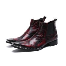 Chaussure Homme/итальянские ботинки; Мужская зимняя обувь в классическом стиле; военные ботинки; винно-красные водонепроницаемые ботинки с заклепками; Botas Hombre 2024 - купить недорого