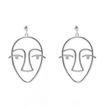 2017 New Exaggerated Punk Statement Metal Hollow Human Face Dangle Earrings for Women Creative Figure Earing Jewelry Gift 2024 - buy cheap
