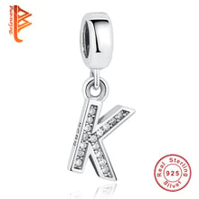 925 Sterling Silver CZ Alphabet Letter K Pendant Crystal Charms fit  Original BW Bracelet Necklace Fashion Jewelry 2024 - buy cheap