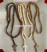 7*8mm bead religious cord rosary wooden rosary with jesus cross pendant 2024 - buy cheap