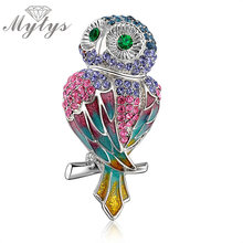 Mytys Colorful Owl Bird Brooches Zircon Crystal Pave Setting  New Arrival Women Brooch Pins Animal Jewelry Accessories X251 2024 - buy cheap