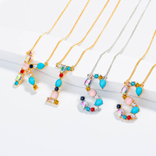 Женское ожерелье с буквенным принтом 26, разноцветное ожерелье с кубическим цирконием и фианитом, модное ювелирное изделие, 2019 2024 - купить недорого