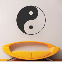 Yin yang símbolo adesivos de parede yoga meditação vinil decalque da arte da parede mural decoração casa design cartaz sa753 2024 - compre barato