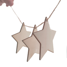 10pcs 8cm Wooden Christmas Star Shaped Embellishments Hanging Ornaments Decoration with Twines for Wedding DIY 2024 - buy cheap