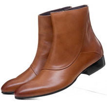 Качественные мужские Ботильоны на молнии; Цвет черный, коричневый; обувь в байкерском стиле из натуральной кожи; Мужские модельные ботинки 2024 - купить недорого