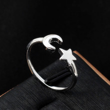 MOREDEAR Silver and Rose Gold Color Adjustable Crescent Moon and Tiny Star Rings for Women 2024 - buy cheap