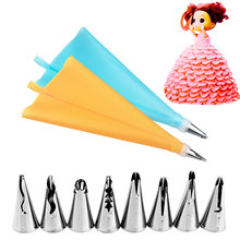 10Pcs/Set Skirt Lace Cake Decorating Tips Tool With Cream Bag Stainless Steel Pastry Icing Piping Nozzles Confectionery DIY Bake 2024 - buy cheap