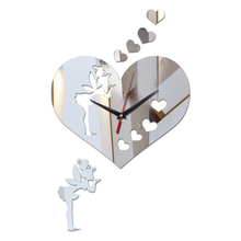 Relojes de corazón girl acrílicos 3d para decoración del hogar, pegatinas de pared modernas para el espejo del salón, novedad de 2019 2024 - compra barato
