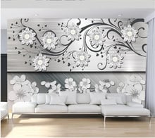 wellyu Custom Wallpaper papier peint Art pattern metal texture pearl flower line flower living room wall 3d wallpaper behang 2024 - buy cheap