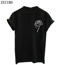 ZSIIBO rose flower pocket Print Women tshirt Casual Funny t shirt For Lady Top Tee Hipster Tumblr Drop Ship 2024 - buy cheap