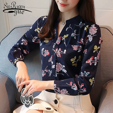 2020 hot sale long sleeve women blouse shirts button print female clothing v neck chiffon office lady women tops shirt  Z0001 40 2024 - buy cheap