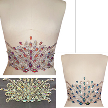 EXQUISE Sew on Rhinestones Belt Belly Beaded Applique Patches 17x31cm Dress Sewing Accessory DIY Waist Decoration For Clothes 2024 - buy cheap