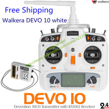Walkera Devo 10-transmisor de 10 canales, sistema de Radio con función de telemetría de 2KM y 2,4 Ghz + receptor RX1002, color blanco 2024 - compra barato