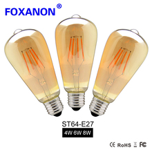Foxanon 4W 6W 8W Dimmable COB LED Vintage Filament Retro Edison Bulbs 220V 110V ST64 2200K 27000K Filament Lamp Vintage Lighting 2024 - buy cheap
