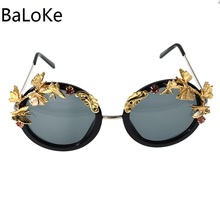 New Fashion Brand Designer Oversize Sun Glass Women Sexy Sunglasses Retro Crystals Round Frame Ladies Eyewear oculos 2024 - buy cheap