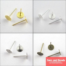Earring Finding Flat Round Blank Peg&Post Ear Studs head earring Gold,Silver,Bronze,Dull Silver 10mm 2024 - buy cheap