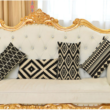 Decorative Throw Pillow Cushion Cover Black and White Geometric Lumbar Pillow Rectangle  Home Decor 2024 - buy cheap