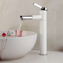 Латунный красивый белый кран для раковины с одной ручкой для горячей и холодной ванной комнаты смеситель для раковины 2024 - купить недорого