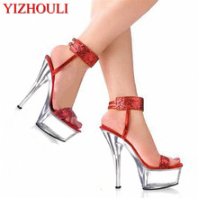 Elegante cristal 15CM Sexy Super alto tacón plataformas poste danza/rendimiento/estrella/zapatos modelo, zapatos de boda, zapatos 2024 - compra barato