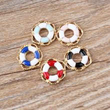 Drop Oil Charms 10pcs Life buoy Enamel Charms Alloy Pendant fit for bracelet DIY Fashion Jewelry Accessories 2024 - buy cheap