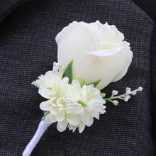 Best Man Wedding Boutonniere in Ivory Purple White Blue10 Color Aavailable Groom Pin Brooch Rose Corsage Suit Flower Accessories 2024 - buy cheap