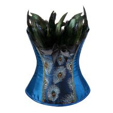 Plus Size 6XL Corset Sexy Burlesque Overbust Corset Embroidery Peacock Princess Corset Gothic Feather Clothing Body Shaper Busti 2024 - buy cheap