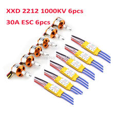 Conjunto de motor sem escova para quadricóptero, 6 peças xxd 2212, 1000kv + 6 peças, 30a, esc sem escova para f450, s500, quadrotor, multicopter 2024 - compre barato