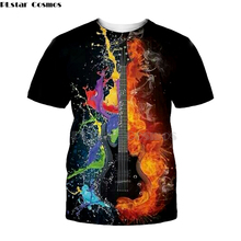 Camiseta instrumento musical de guitarra 3d, impressão total, moda, unissex, estilo hip hop, streetwear, verão 2024 - compre barato