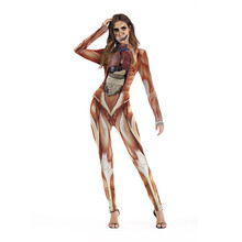 Fantasia muscular viscera body assustador, cosplay halloween fantasia adulto feminina body 3d caveiras fantasia 2024 - compre barato