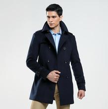 Casaco de lã duplo breasted homens trench coats mangas compridas casaco cashmere masculino inglaterra outono inverno 2024 - compre barato