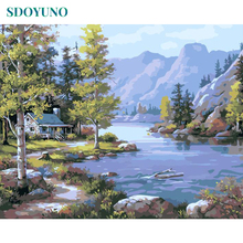 SDOYUNO-Cuadro de paisaje de montaña DIY por números, pintura acrílica sobre lienzo, imagen artística de pared moderna para decoración del hogar, 40x50cm 2024 - compra barato