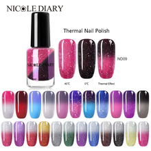 NICOLE DIARY Thermal Nail Polish Glitter Temperature Color Changing Water-based Varnish Shinny sparkle Peel Off Nail varnish 2024 - buy cheap