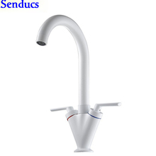 Senducs White Kitchen Sink Faucet Hot Cold Water Faucet With Quality Brass Kitchen Faucet Dual Handle Kitchen Sink Faucets 2024 - buy cheap