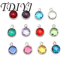 TDIYJ 120pcs Hot Sale 12 Colors Mixed Silver Plated Acrylic Birthstone Crystal Charms fit for Expandable Bracelets for Women 2024 - buy cheap