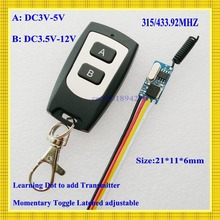 DC3V 3.6 V 3.7 V 4.5 V 5 V Interruptor de Controle Remoto Micro Mini Receptor RF transmissor TX RX 315/433 Mos Sem Som Sem Fio Interruptor T M L