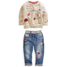 Kids Girls Clothing Sets Spring Autumn Baby Clothes Casual Cartoon Long-Sleeved Tops+Jeans 2 PCS Girl Costume 2 3 4 5 6 Years 2024 - buy cheap