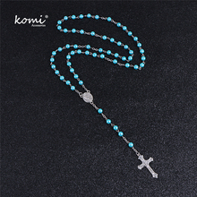 Ожерелье из полимерных жемчужных бусин Komi 6 мм с Иисусом кросс-подвесные прелести для католических религиозных украшений Длинные ожерелья 2024 - купить недорого