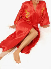Bata Kimono de seda satinada bordada para mujer, bata China a la moda, con bordado de dragón, tallas S, M, L, XL, XXL, XXXL, envío gratis, S0010 # 2024 - compra barato