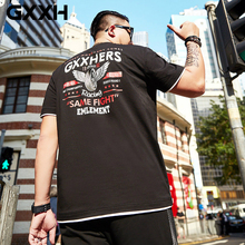 GXXH-Camiseta de manga corta para hombre, camisa de talla grande de verano, 308 libras, corpulenta, extra para aumentar, con cuello redondo, elástica, suelta 2024 - compra barato